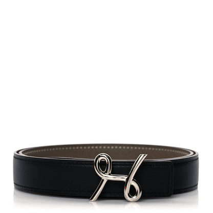 Hermes Swift Epsom 24mm H Cursives Belt 75 Black Etoupe 1 of 6