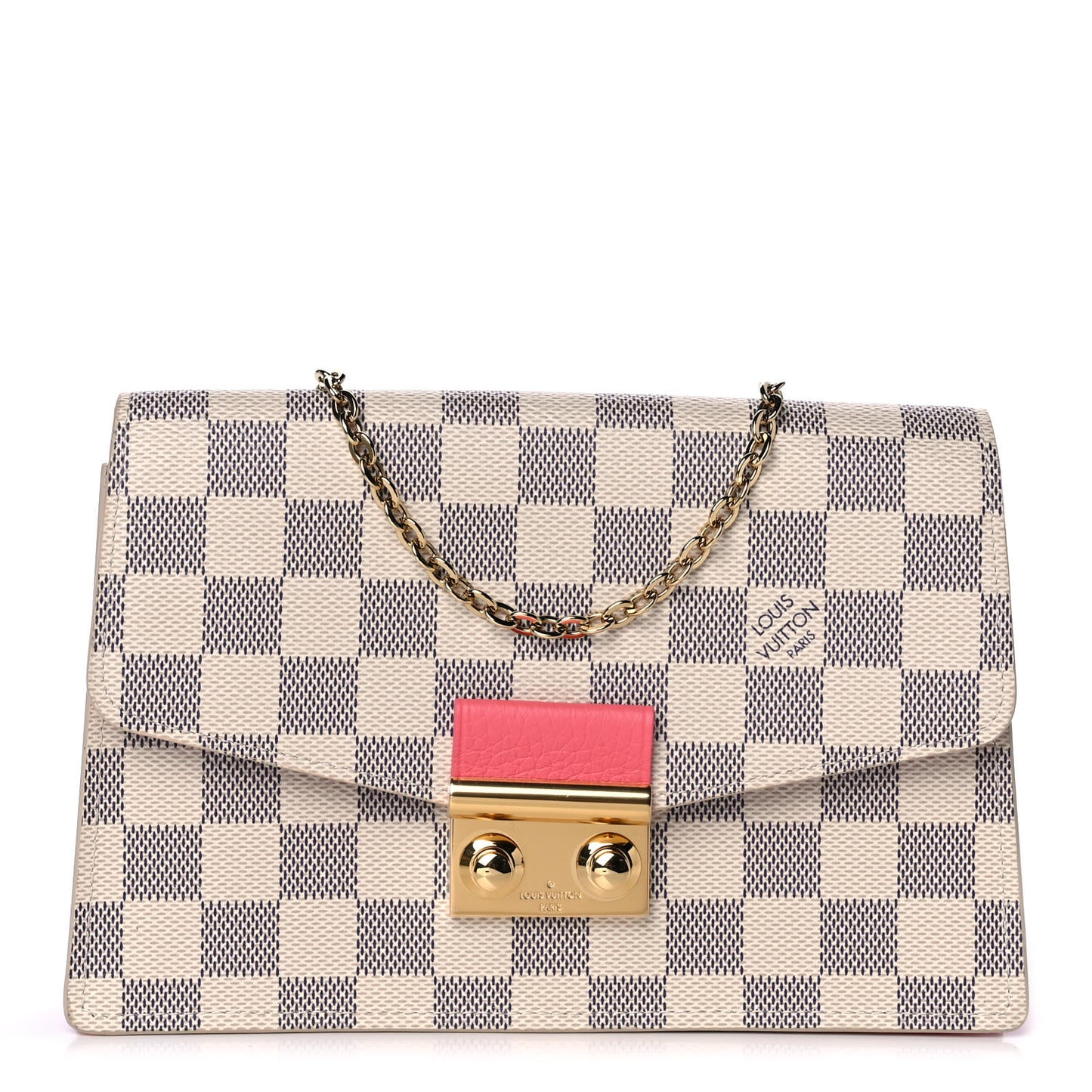 Damier Azur Croisette Chain Wallet Rose Papaye