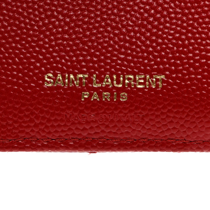Saint Laurent Grain De Poudre Matelasse Chevron Monogram Zipped Card Case Bandana Red 6 of 8