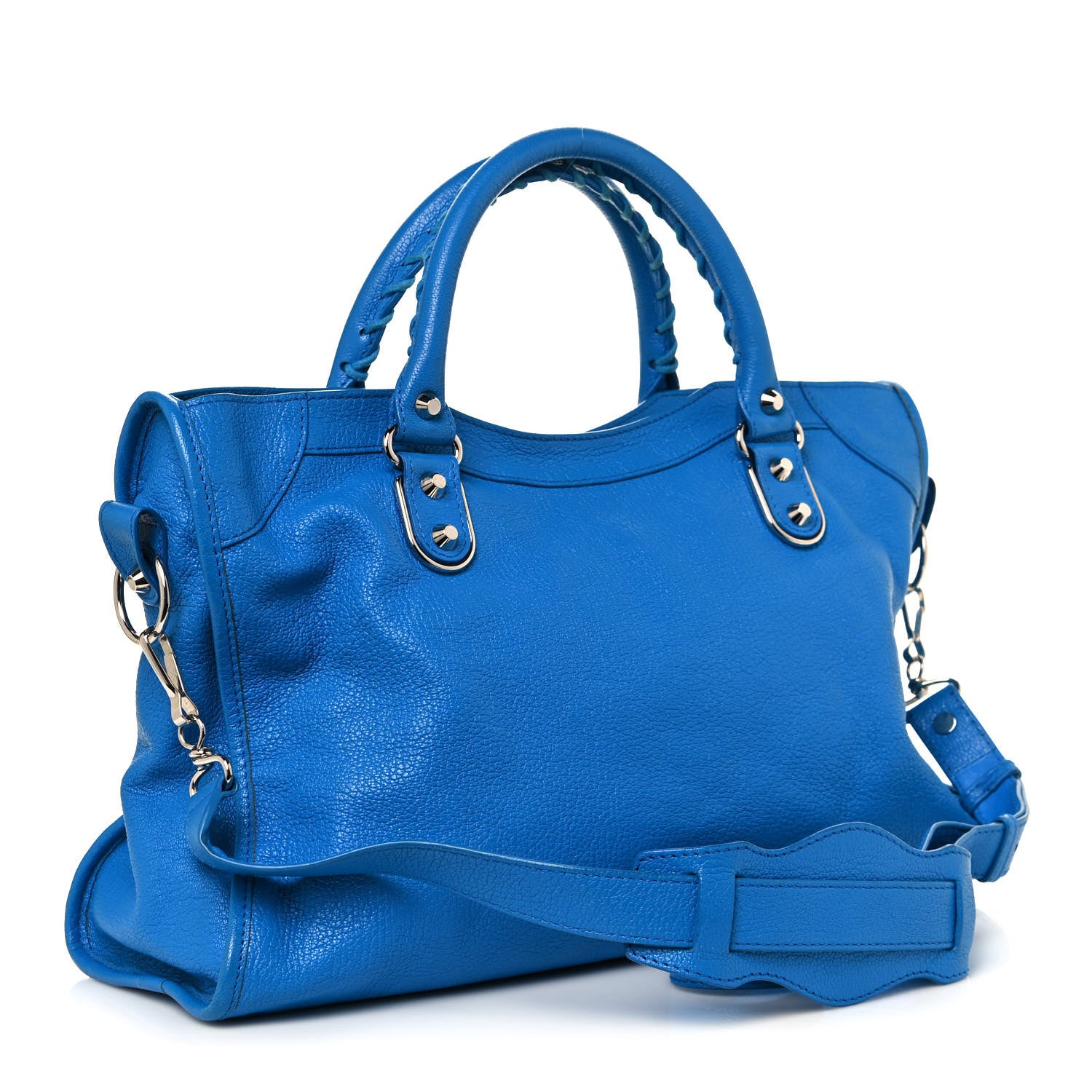 Balenciaga Chevre Silver Metallic Edge Hardware City Bleu Ceylon 3 of 12
