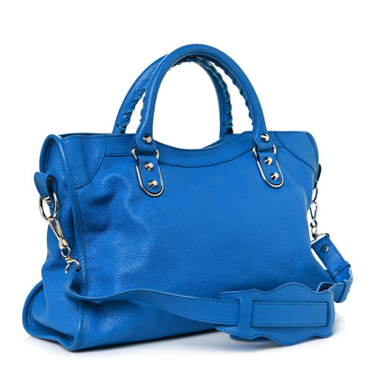 Balenciaga Chevre Silver Metallic Edge Hardware City Bleu Ceylon 3 of 12