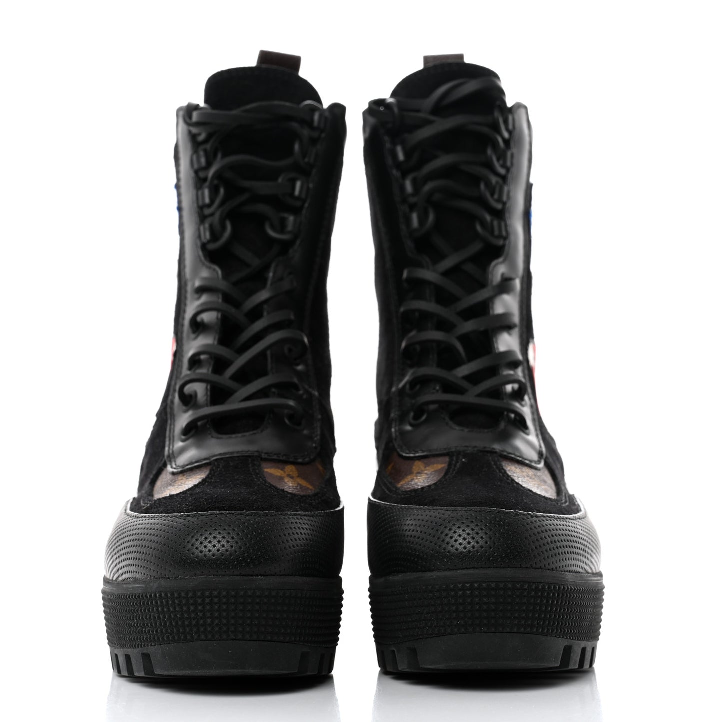 Suede Calfskin Monogram LV Black Heart Laureate Platform Desert Boots 38 Black