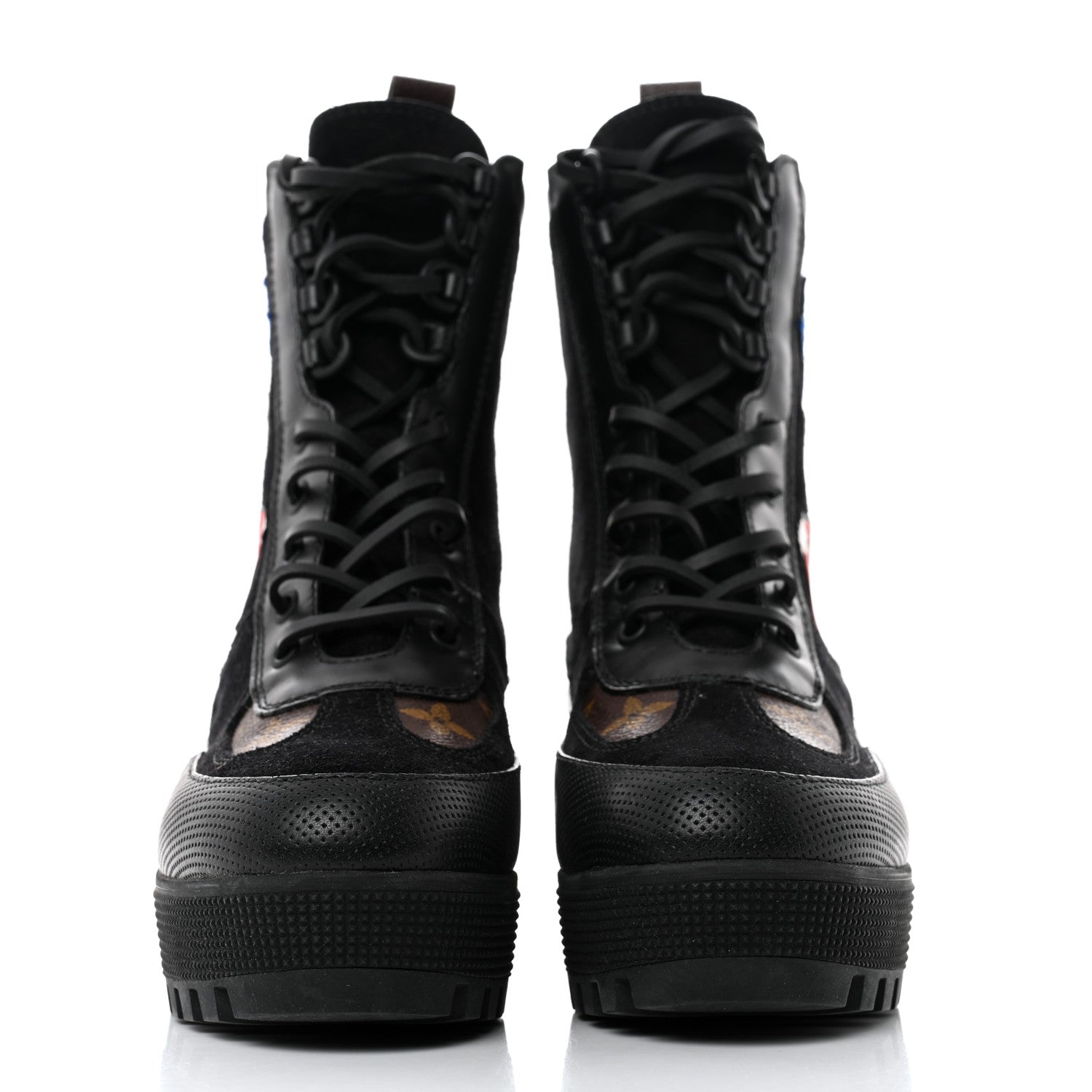 Louis Vuitton Suede Calfskin Monogram LV Black Heart Laureate Platform Desert Boots 38 Black 2 of 8