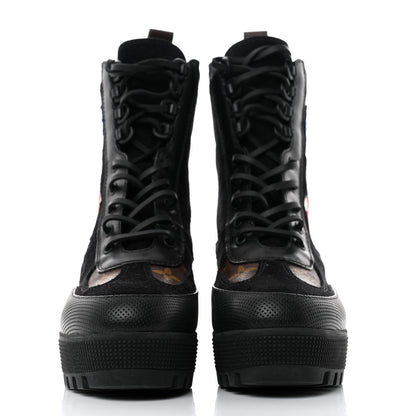 Louis Vuitton Suede Calfskin Monogram LV Black Heart Laureate Platform Desert Boots 38 Black 2 of 8