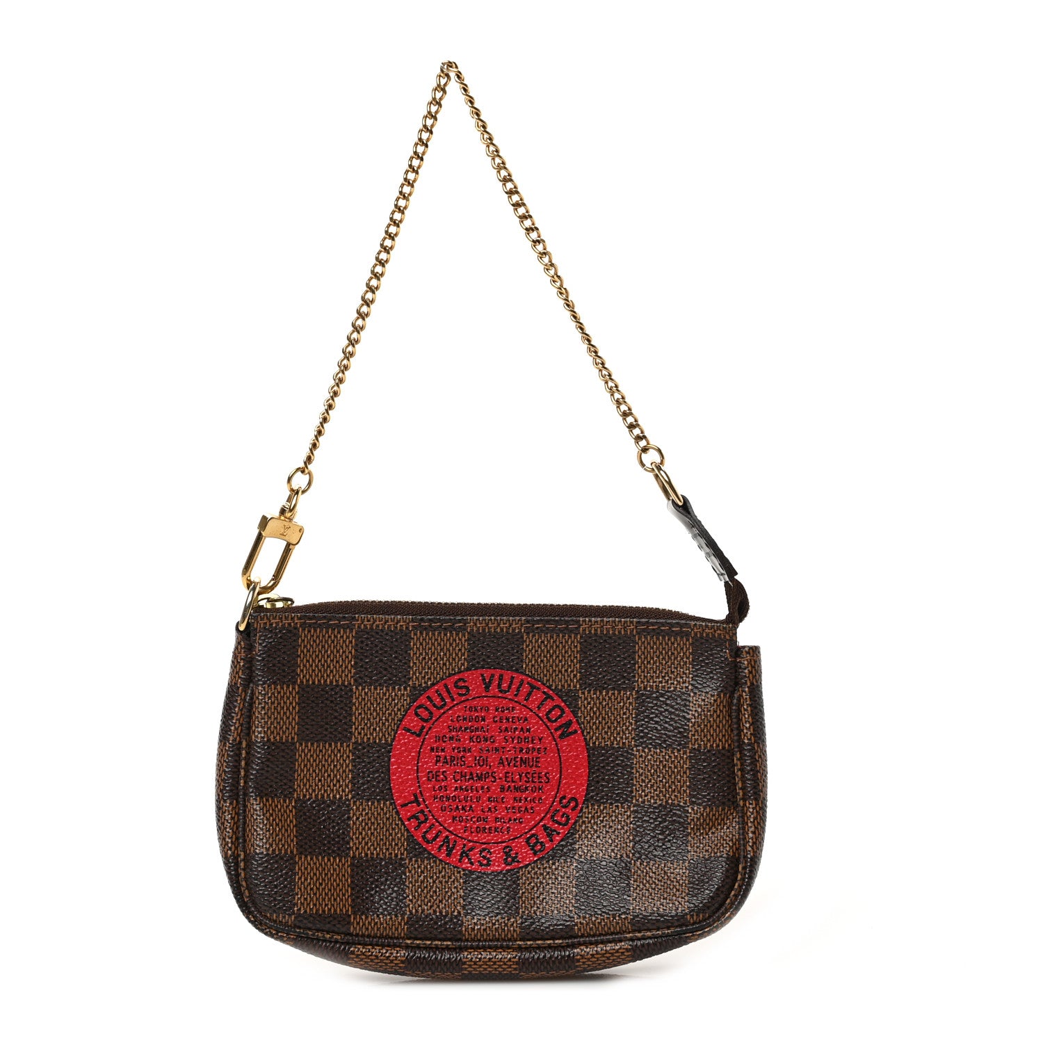 Louis Vuitton Damier Ebene Complice Trunks and Bags Mini Pochette Accessories Red 1 of 9