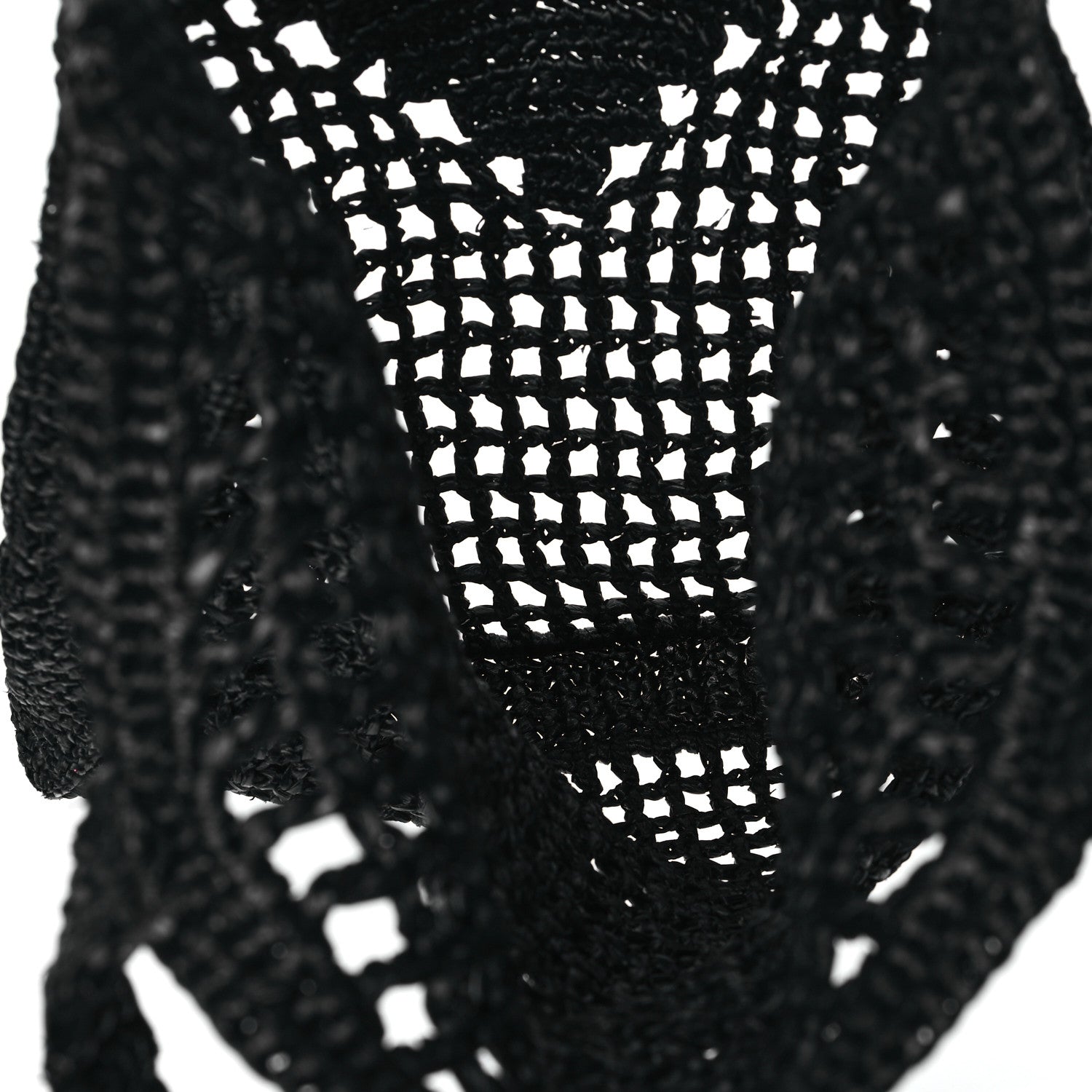 Prada Yarn Raffia Effect Crochet Logo Embroidered Tote Bag Black 5 of 12