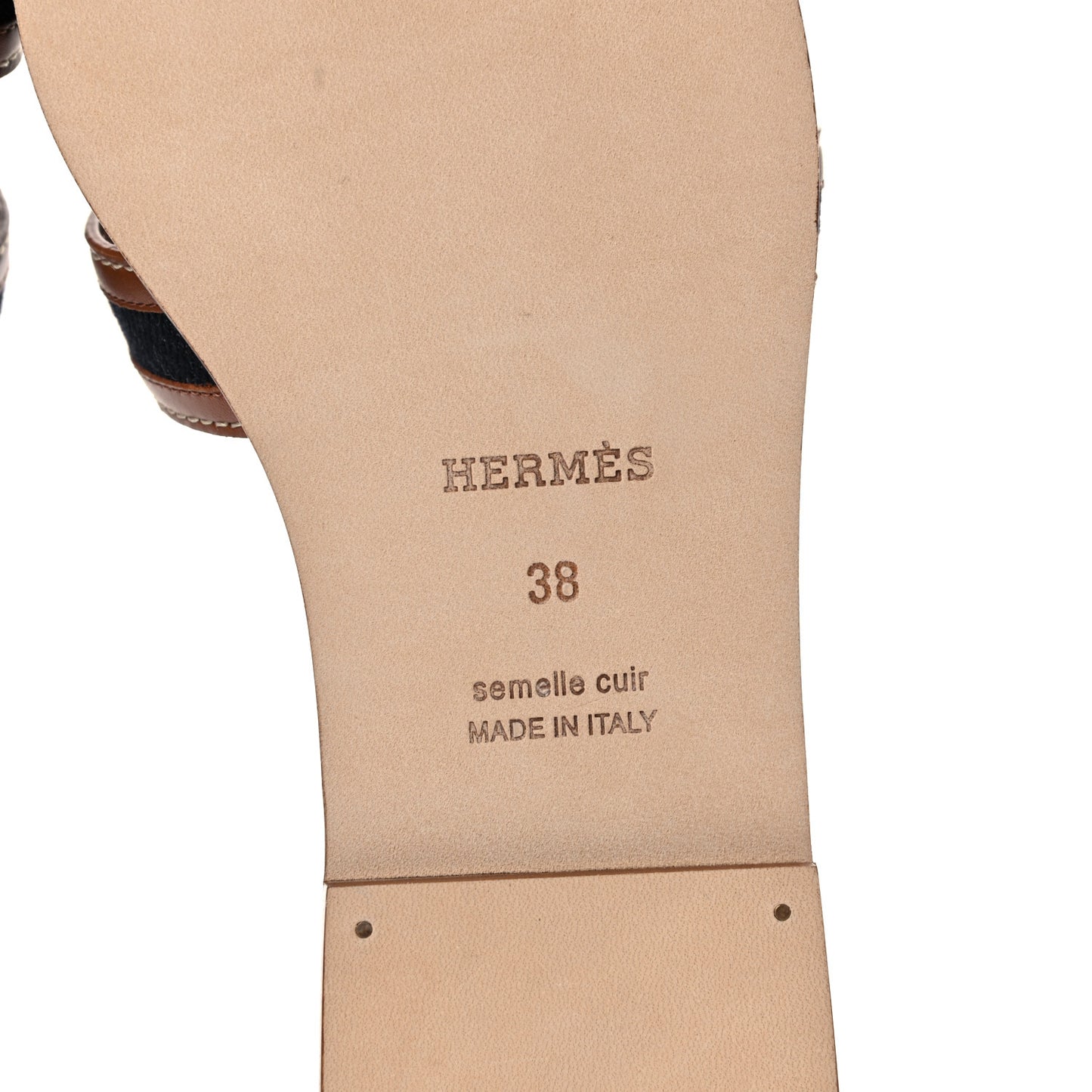 Calfskin Denim Oran Sandals 38 Bleu Brut Gold