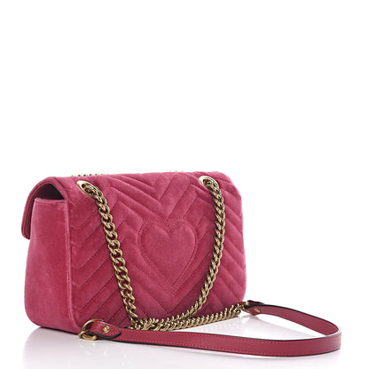 Gucci Velvet Matelasse Small GG Marmont Shoulder Bag Light Raspberry Rose 3 of 10