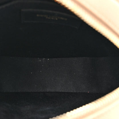 Saint Laurent Grain De Poudre Matelasse Chevron Quilted Round Vinyle Camera Bag Dark Beige 5 of 12