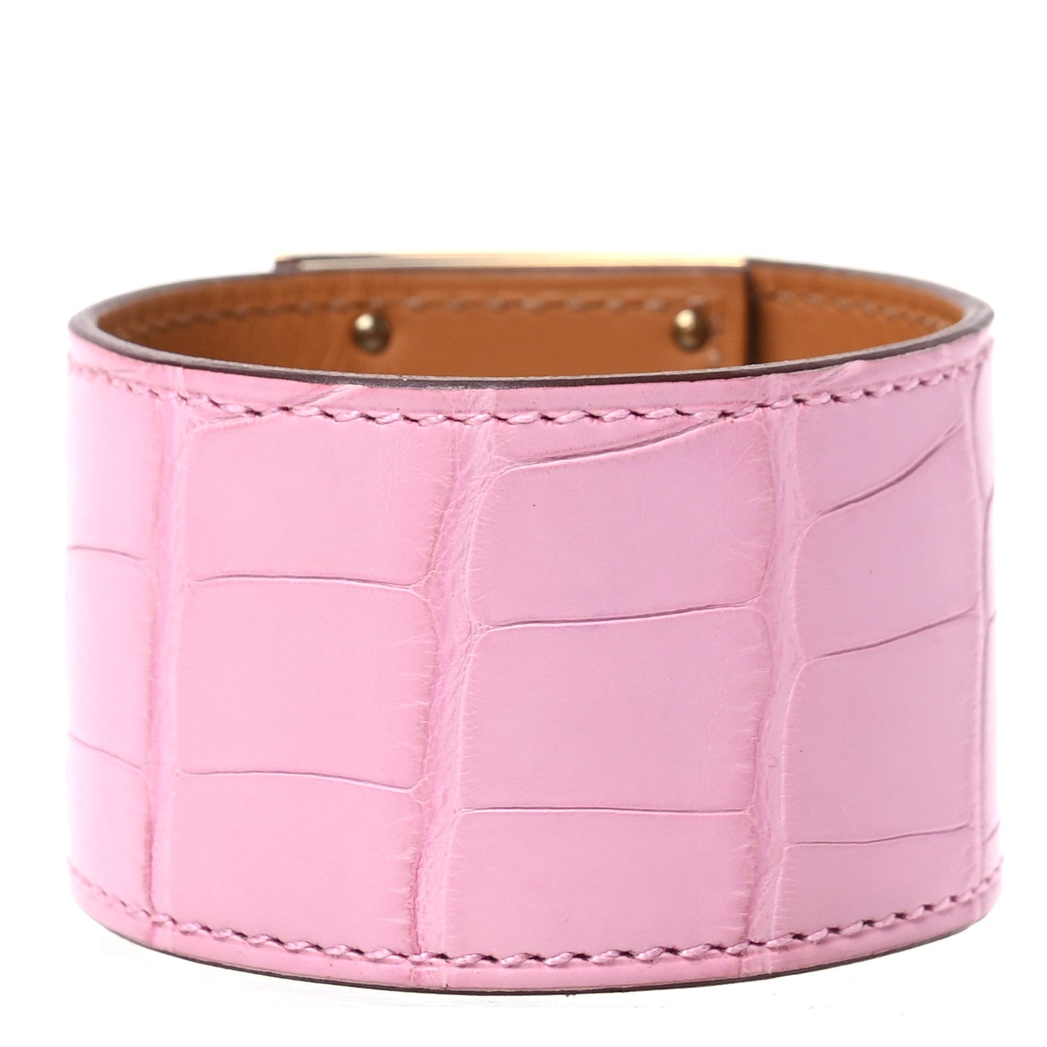Hermes Matte Alligator Kelly Dog Bracelet T2 5P Pink 3 of 5