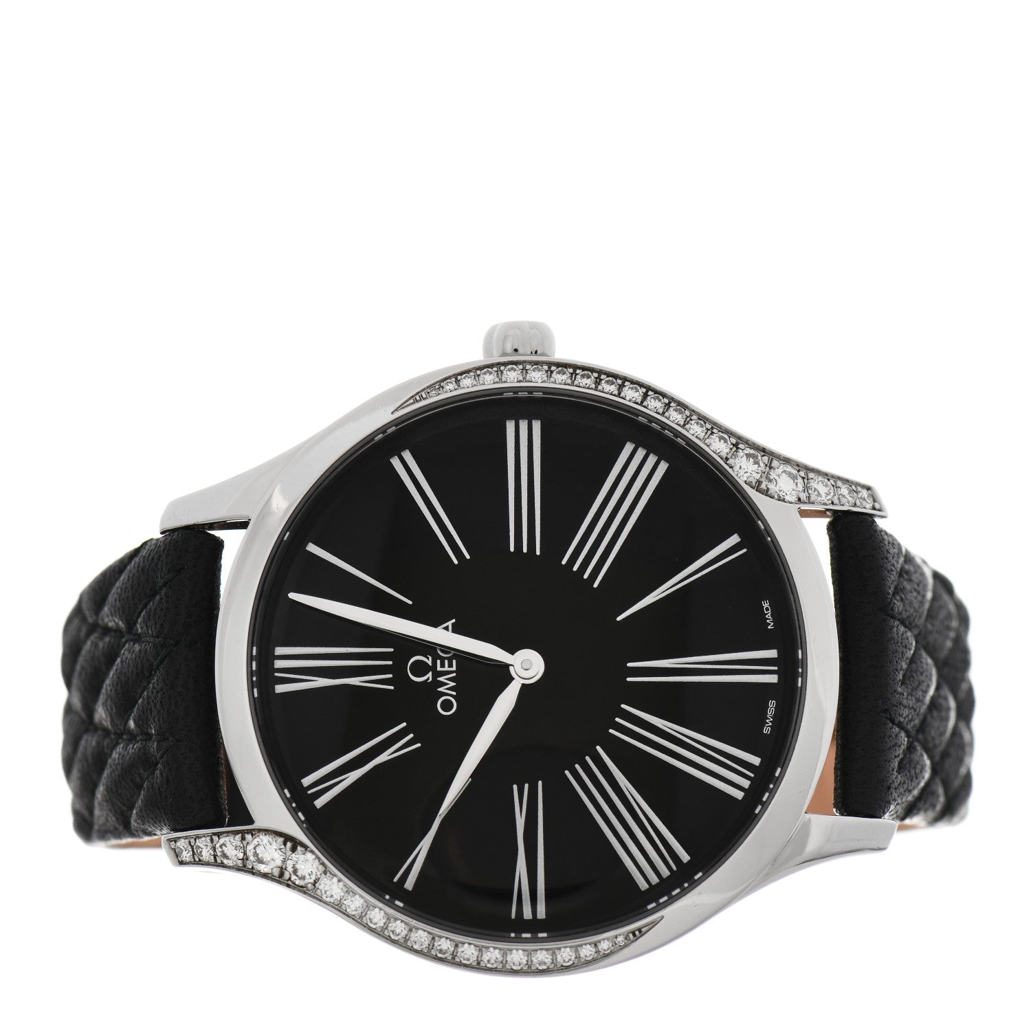 Omega Stainless Steel Calfskin Diamond Bezel 39mm De Ville Trésor Quartz Watch Black 	428.17.39.60.01.001 2 of 5