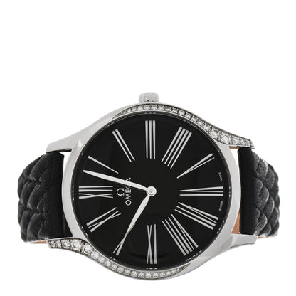 Omega Stainless Steel Calfskin Diamond Bezel 39mm De Ville Trésor Quartz Watch Black 	428.17.39.60.01.001 2 of 5