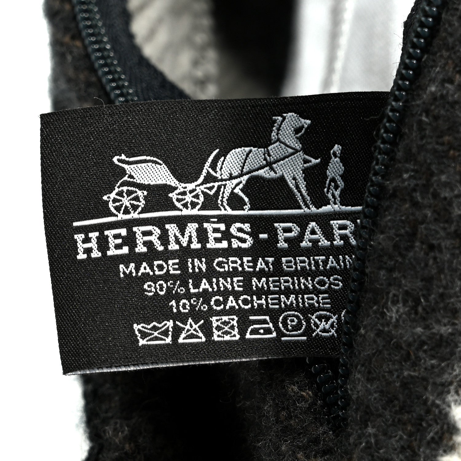 Hermes Wool Cashmere Avalon Pillow PM Ecru Gris Fonce 3 of 3