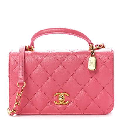 Chanel Caviar Quilted Mini Top Handle Flap Pink 1 of 12
