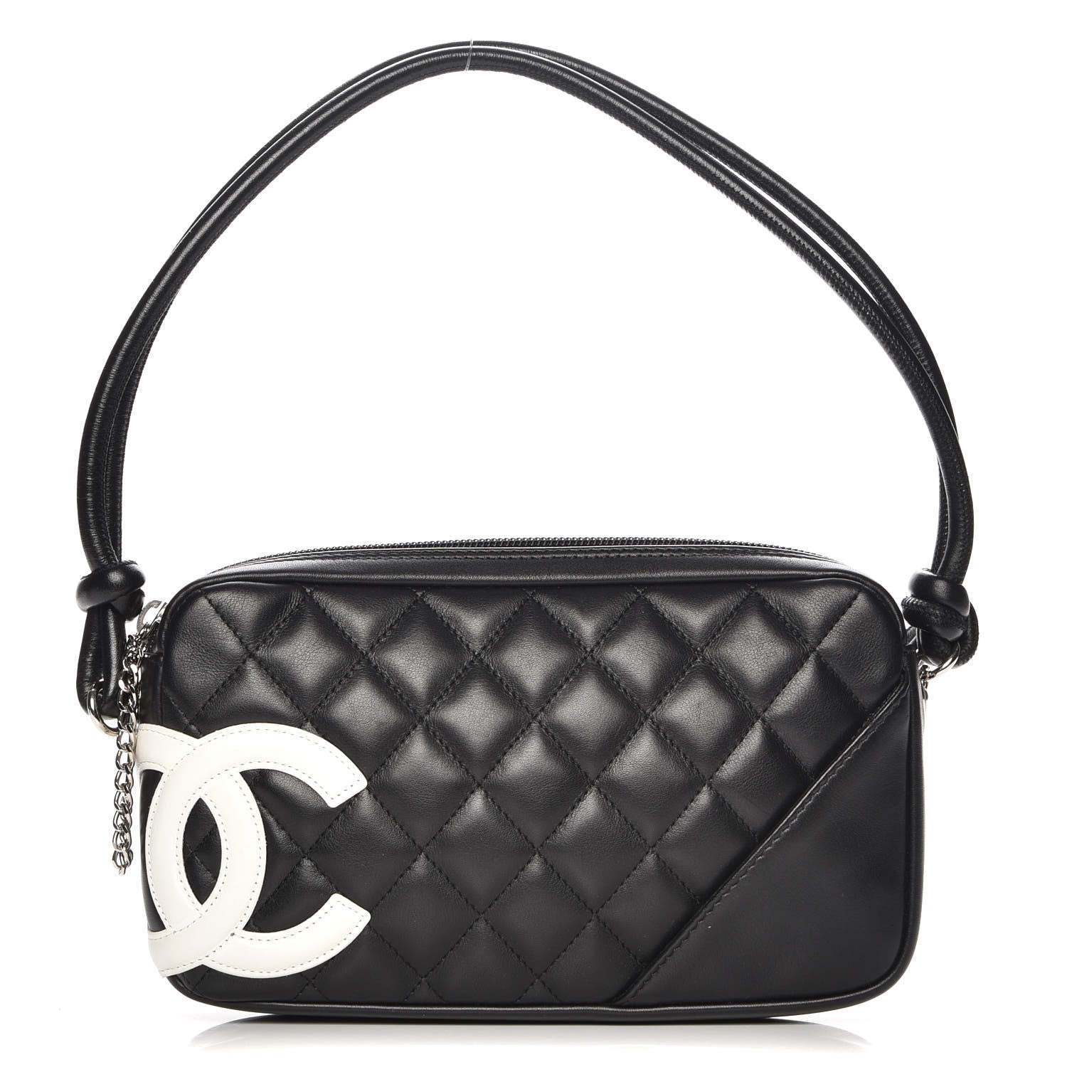 Chanel Calfskin Quilted Cambon Pochette Black White 1 of 8