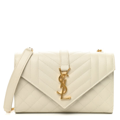 Saint Laurent Grain De Poudre Textured Mixed Matelasse Triquilt Small Monogram Satchel Crema Soft 1 of 8