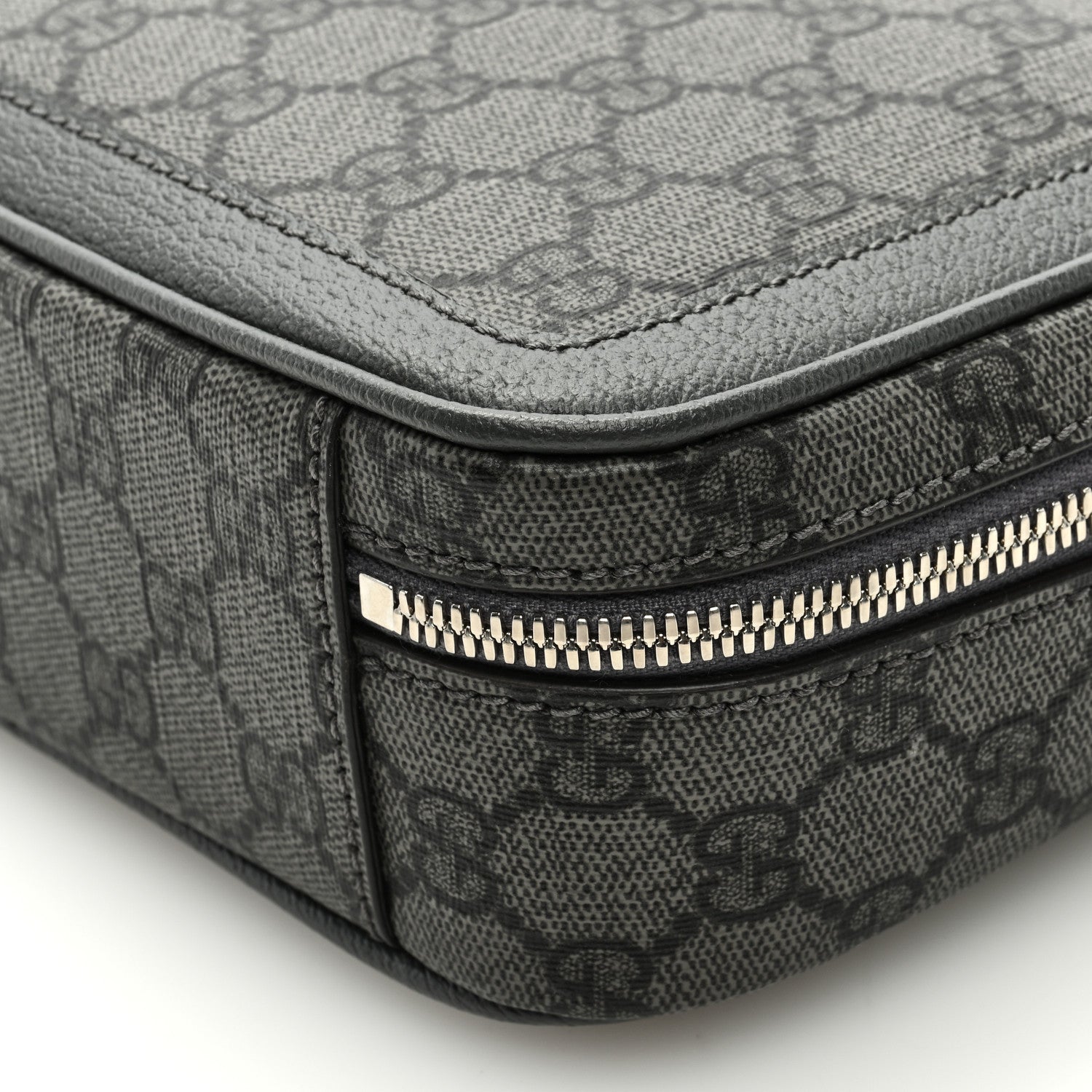Gucci GG Supreme Monogram Textured Dollar Calfskin Small Ophidia Top Handle Shoulder Grey Black Graphite Grey 8 of 8
