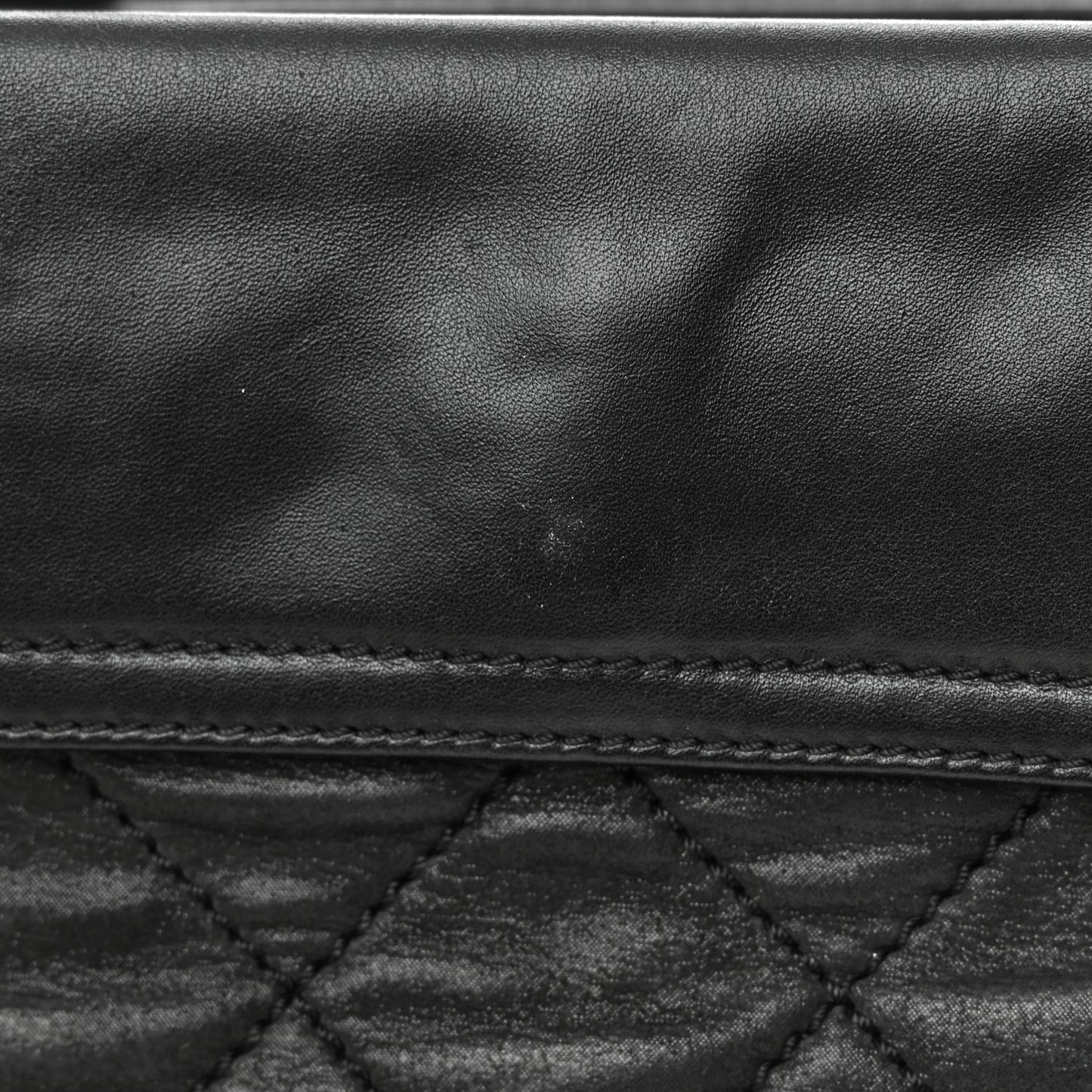 Iridescent Calfskin Quilted In The Mix Shopping Tote Black