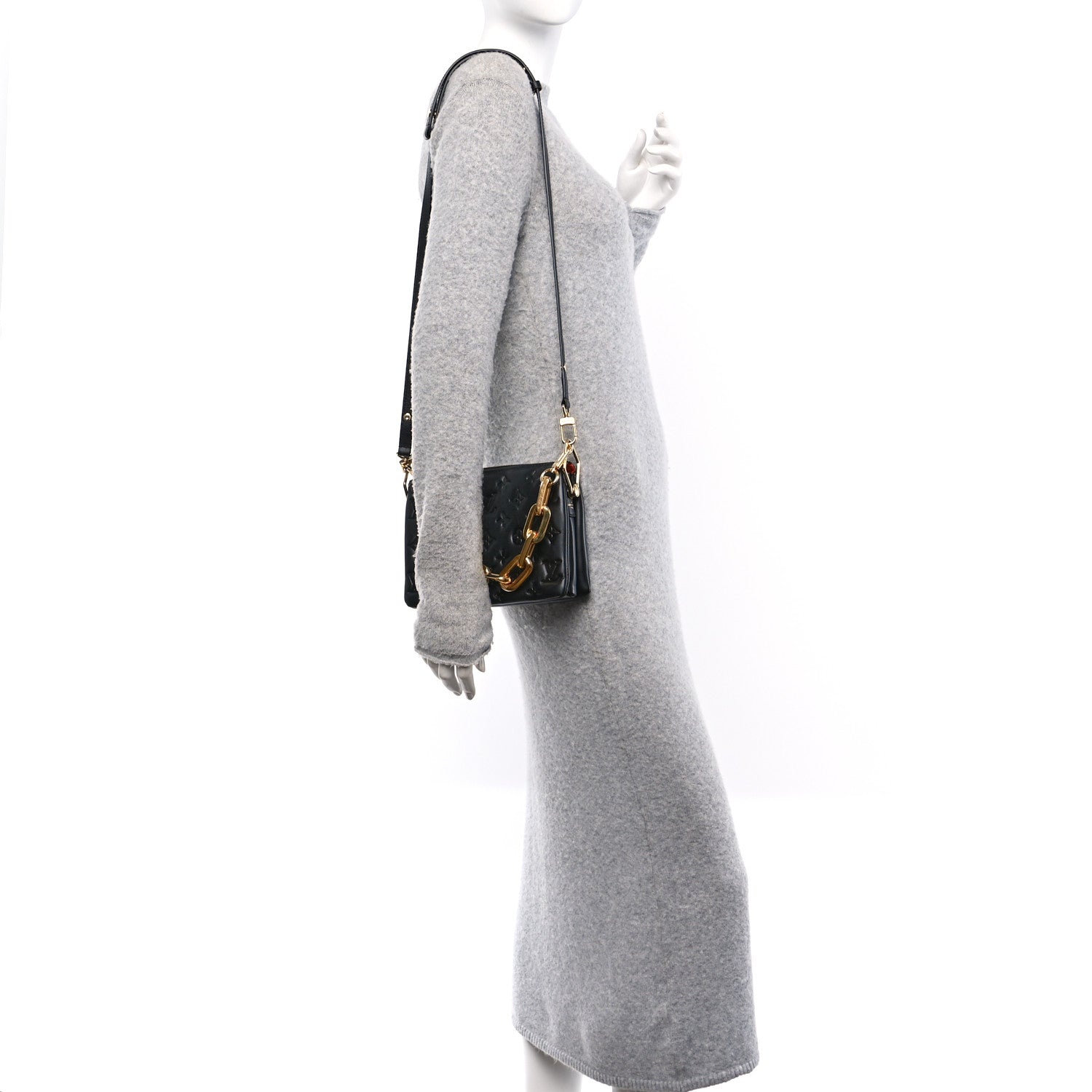 Louis Vuitton Lambskin Embossed Monogram Coussin BB Black 2 of 11