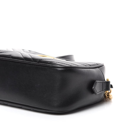 Gucci Calfskin Matelasse Small GG Marmont Chain Shoulder Bag Black 7 of 11
