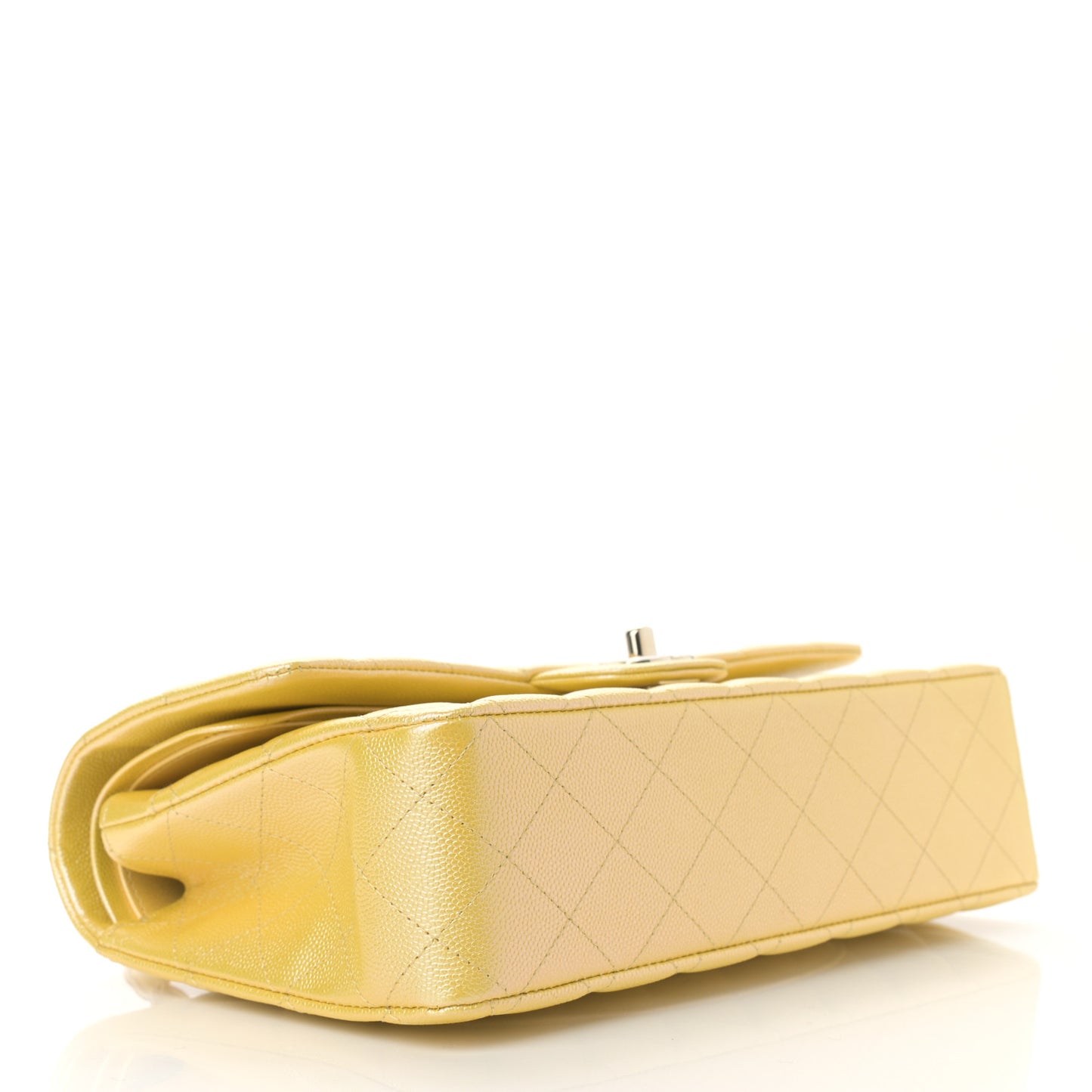 Iridescent Caviar Quilted Medium Double Flap Yellow