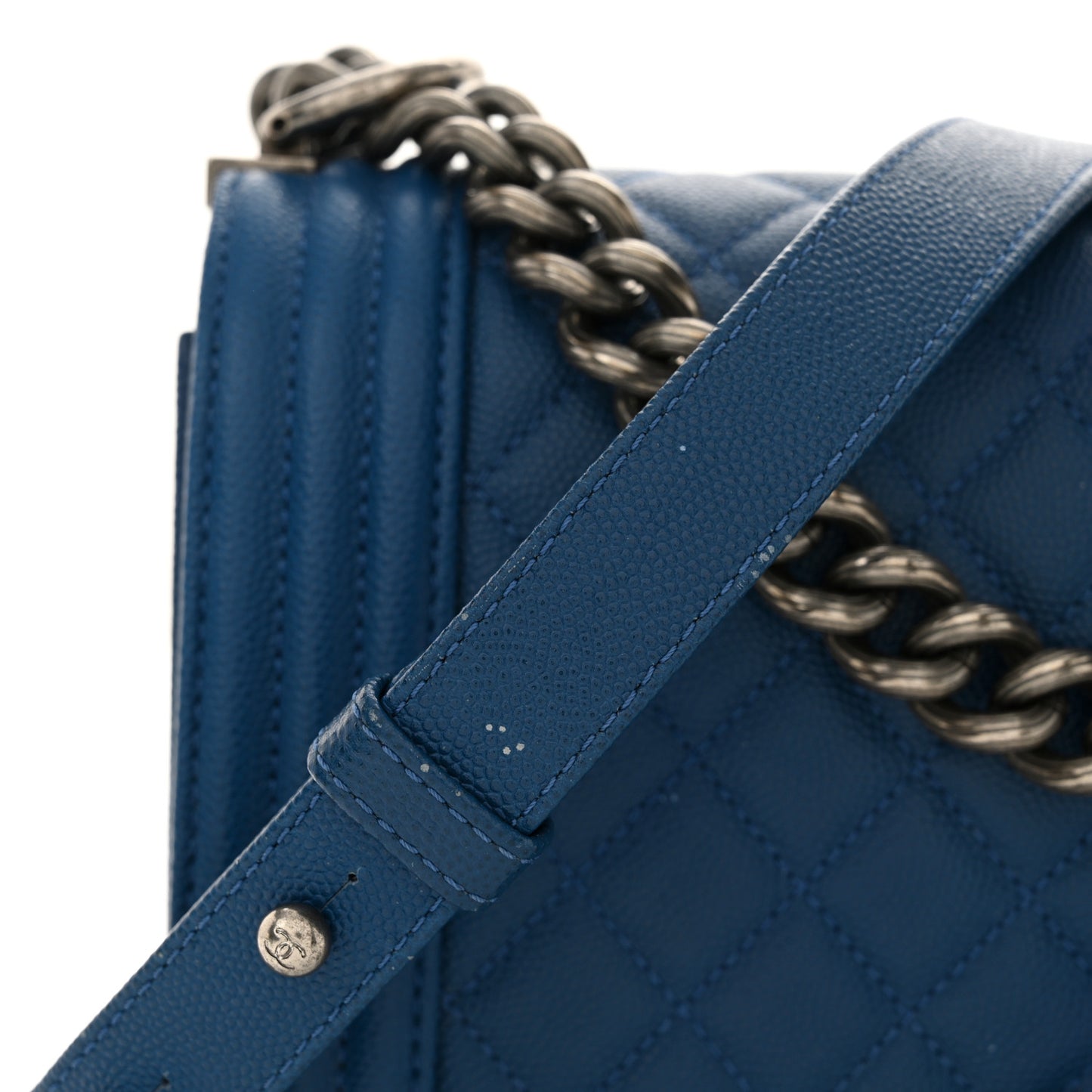 Caviar Quilted Medium Boy Flap Blue