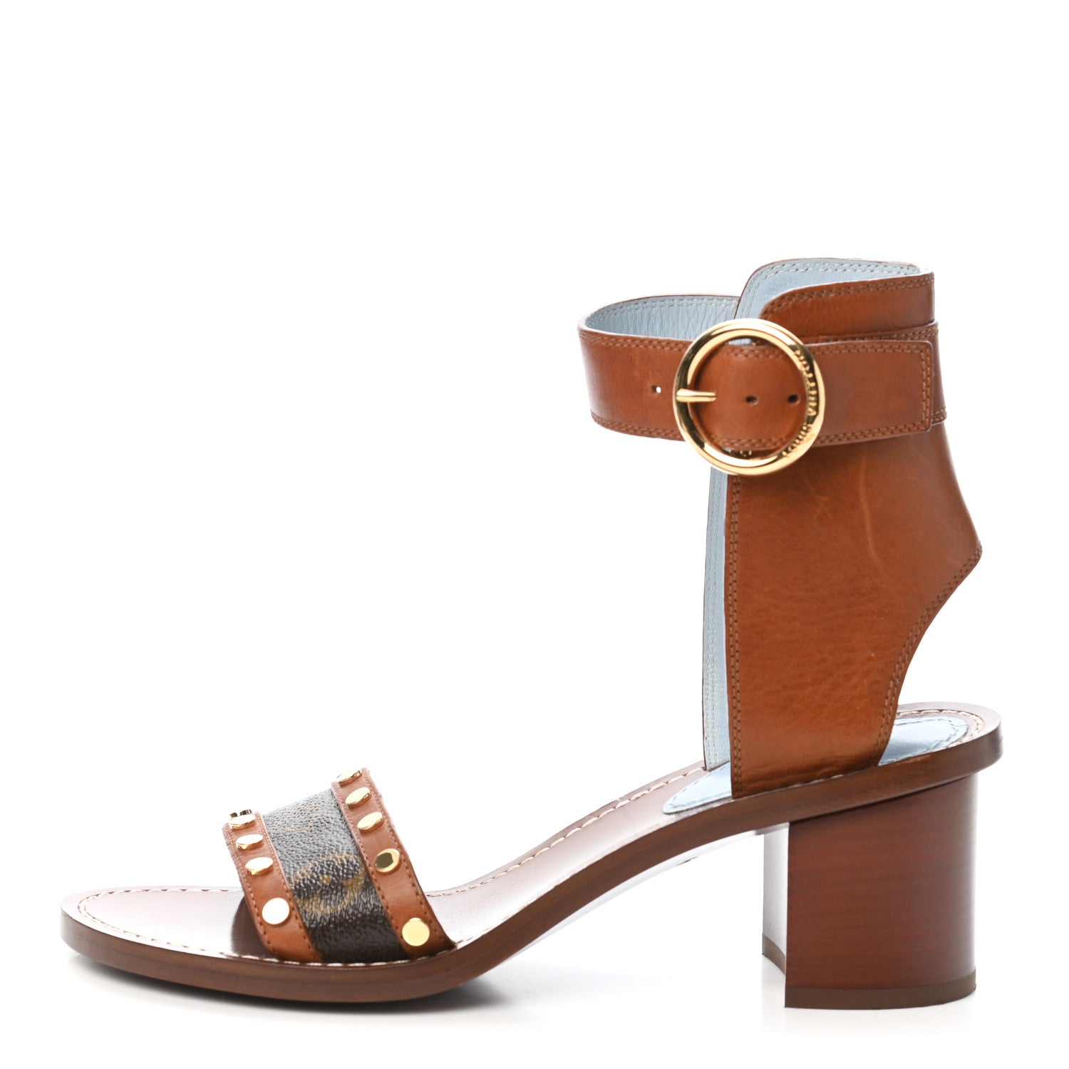 Louis Vuitton Calfskin Monogram Passenger Sandals 38 Cognac 1 of 9