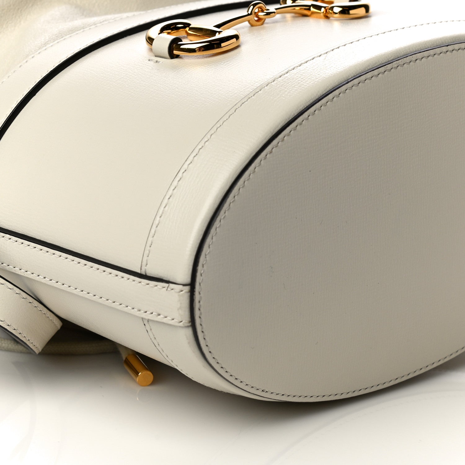 Gucci Azalea Sakai Calfskin Horsebit 1955 Drawstring Bucket Bag Mystic White 9 of 14