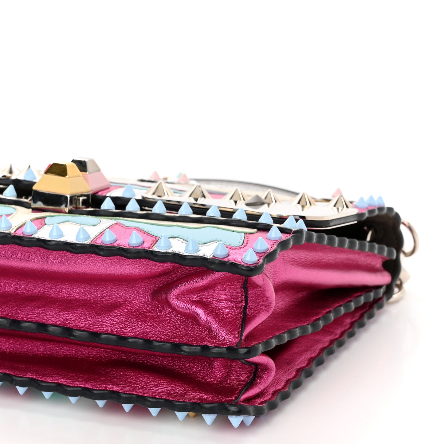 Metallic Calfskin Wonder Monster Kan I Shoulder Bag Pink Silver