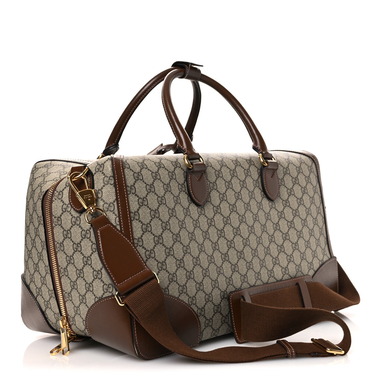 Gucci GG Supreme Monogram Azalea Calfskin Retro Interlocking G Duffle Bag Beige Ebony Brown Sugar 2 of 13