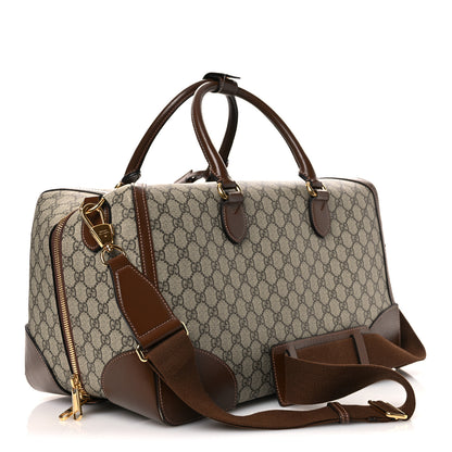 Gucci GG Supreme Monogram Azalea Calfskin Retro Interlocking G Duffle Bag Beige Ebony Brown Sugar 2 of 13