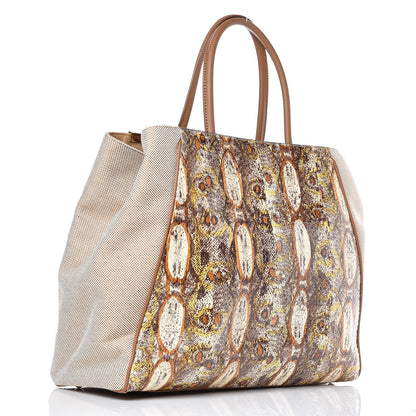 Fendi Snakeskin Large 2Jours Tote Natural Multicolor 3 of 10