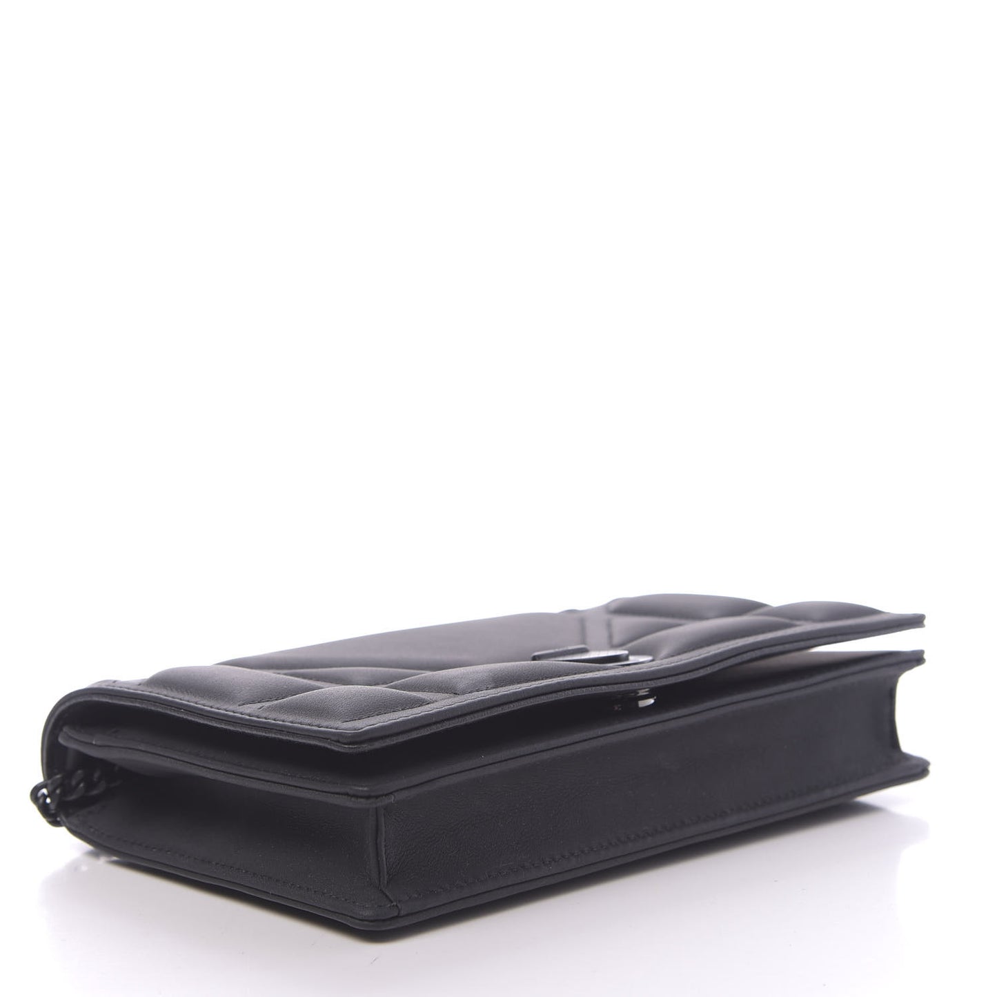 Ultra Matte Calfskin Diorama Wallet on Chain Pouch Black