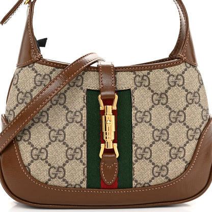 Gucci GG Supreme Monogram Azalea Calfskin Web Mini Jackie 1961 Hobo Beige Ebony Brown Sugar 7 of 9