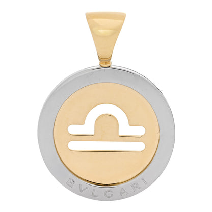 Bulgari 18K Yellow Gold Stainless Steel Tondo Libra Zodiac Pendant 1 of 4