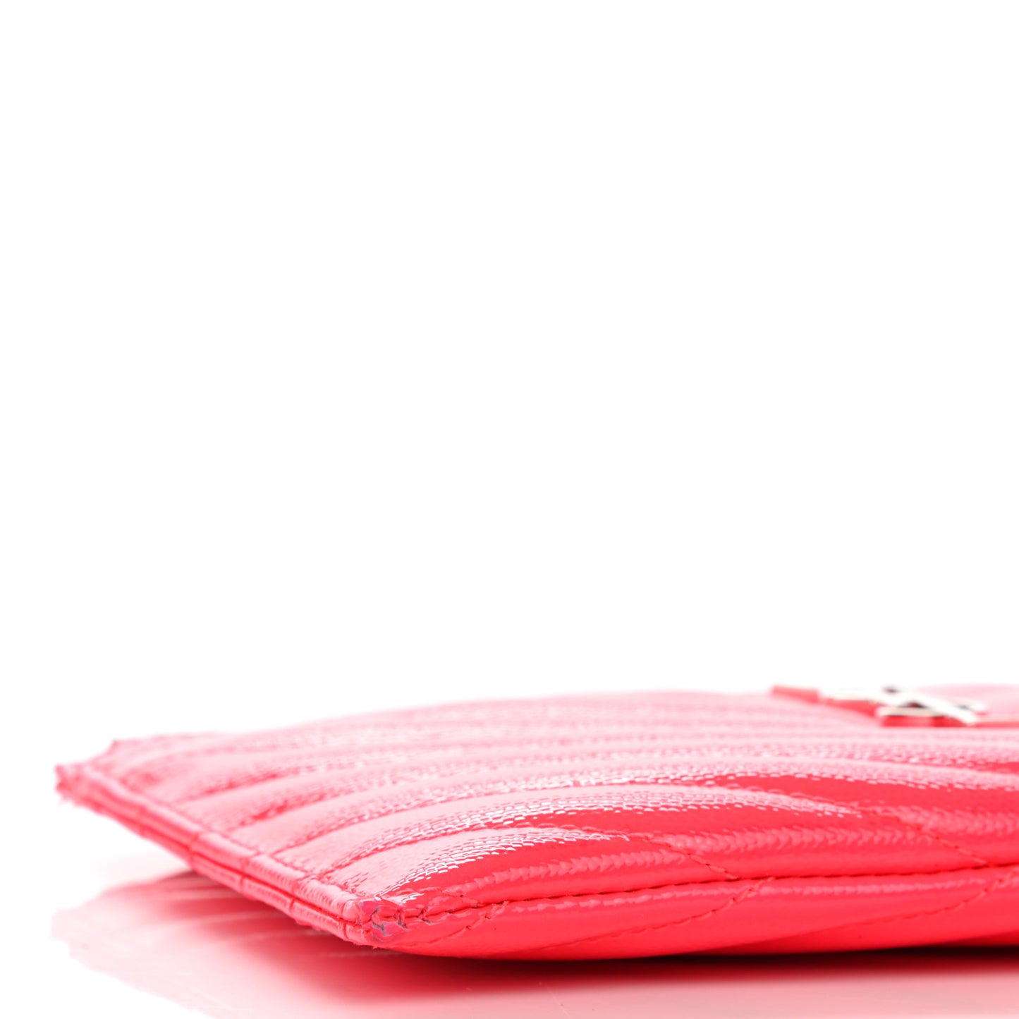 Patent Grain De Poudre Matelasse Chevron Monogram Bill Pouch Neon Pink