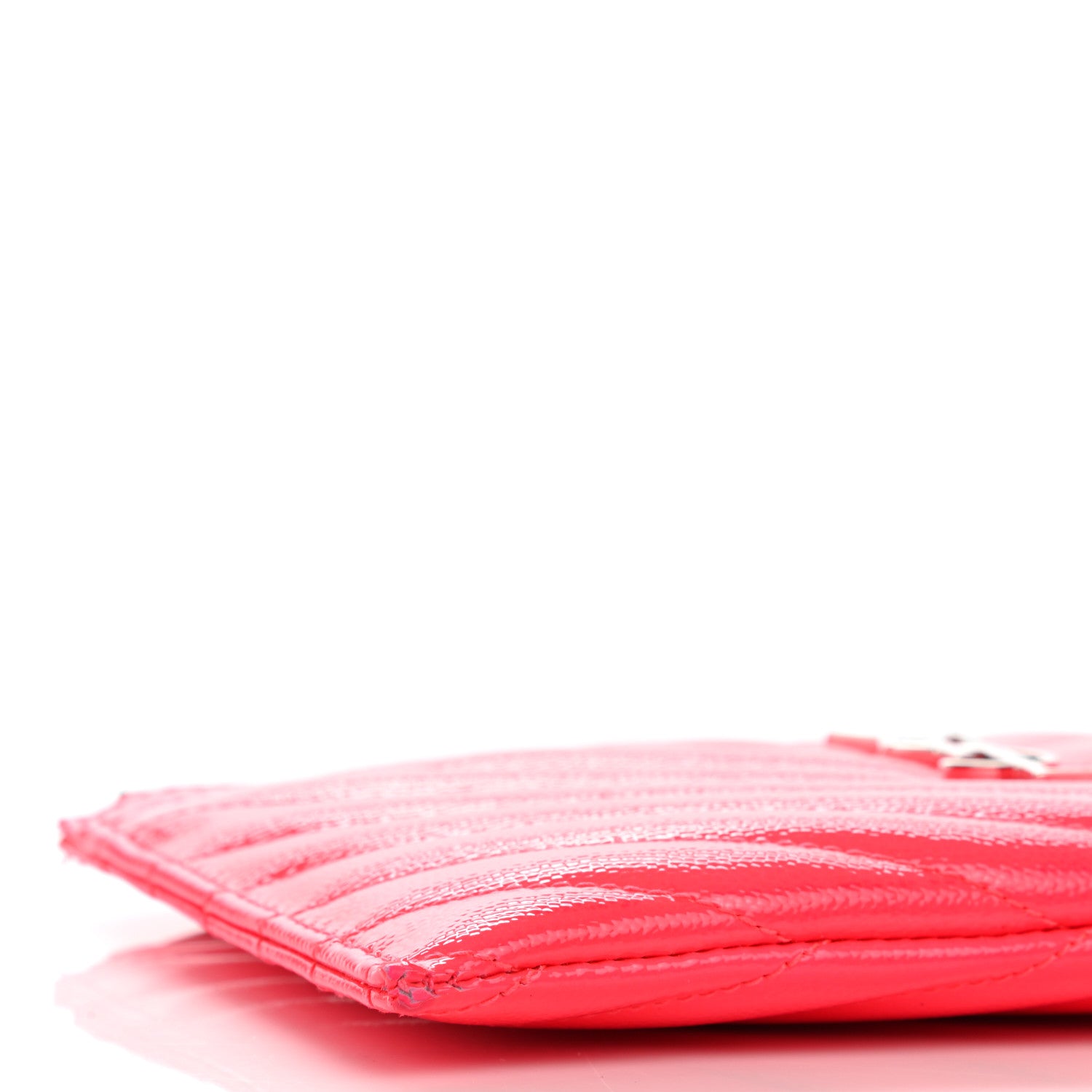Saint Laurent Patent Grain De Poudre Matelasse Chevron Monogram Bill Pouch Neon Pink 8 of 12