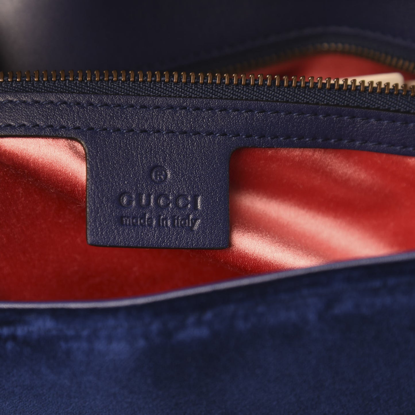 Velvet Matelasse Deer Embroidered Small GG Marmont Shoulder Bag Cobalt