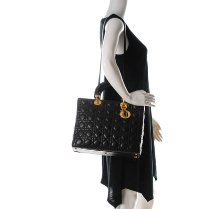 Christian Dior Lambskin Cannage Large Lady Dior Black 2 of 6
