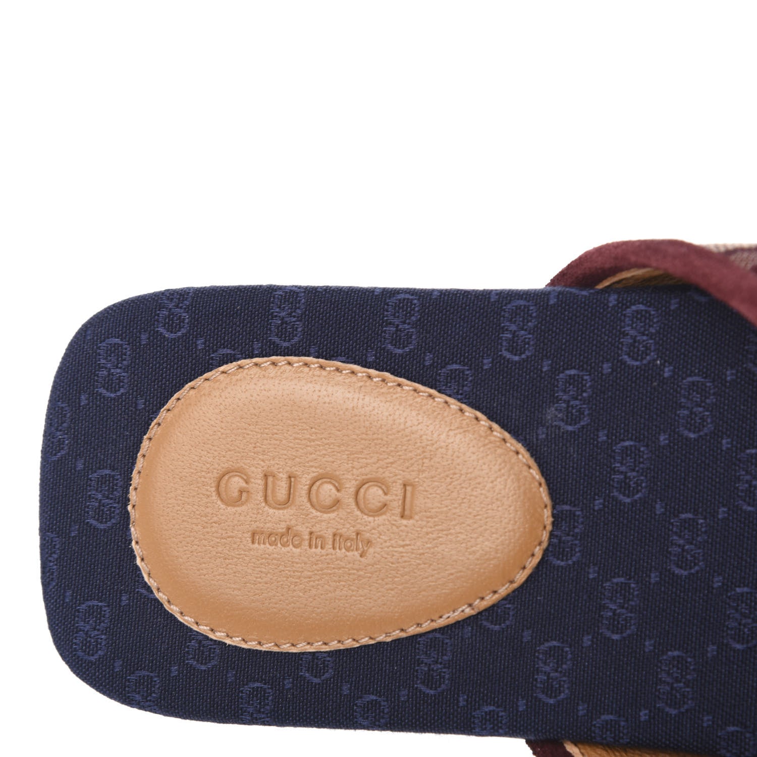 Gucci Canvas GG Monogram Womens Criss Cross Slide Sandals 38.5 Sahara Rubino Chardonnay 7 of 9