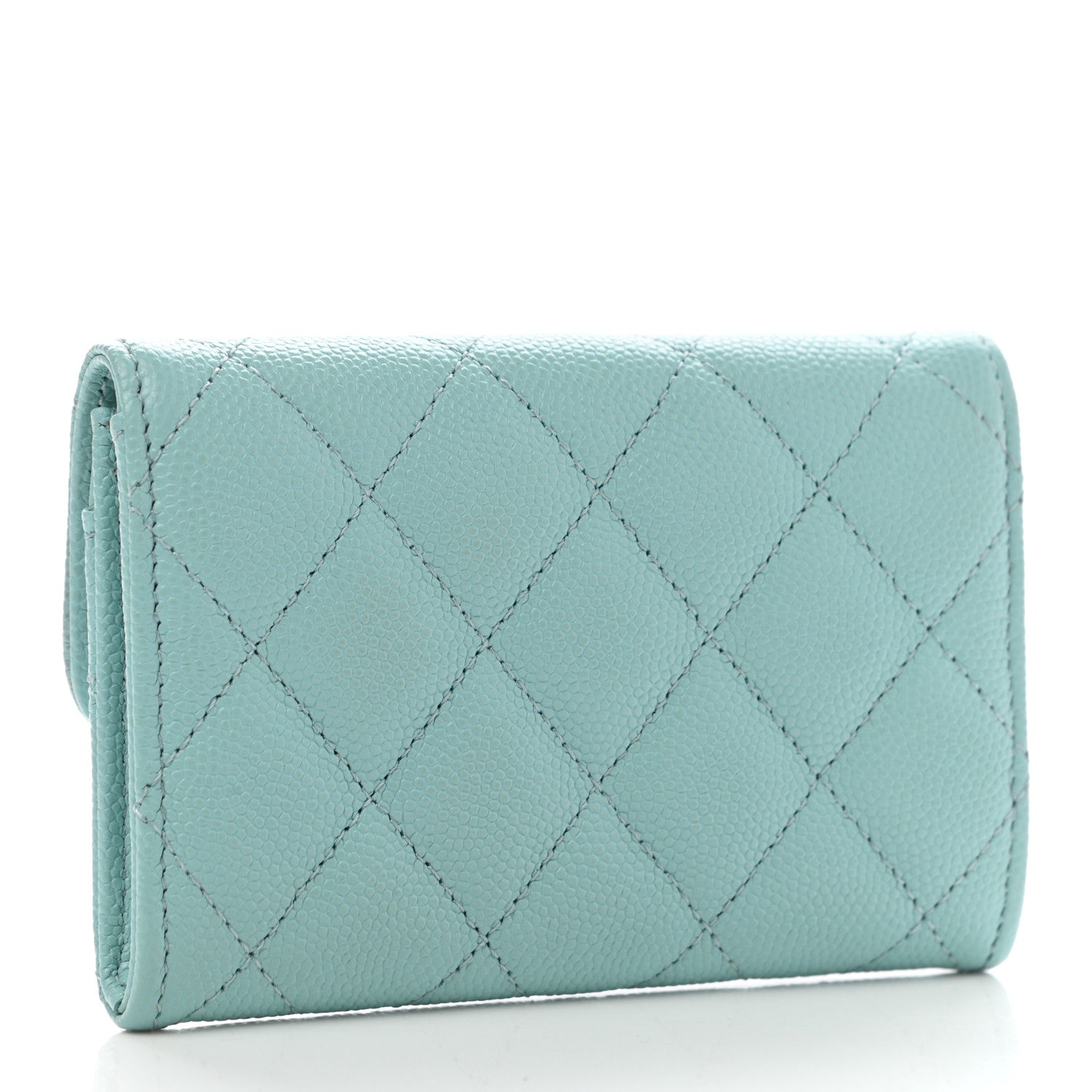 Chanel Caviar Quilted Flap Card Holder Wallet Light Blue 3 of 8