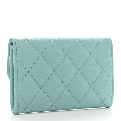 Chanel Caviar Quilted Flap Card Holder Wallet Light Blue 3 of 8
