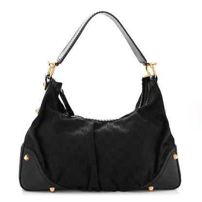Gucci Monogram Medium Jockey Hobo Black 1 of 10