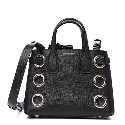 Burberry Grainy Calfskin House Check Grommet Baby Banner Tote Black 1 of 13