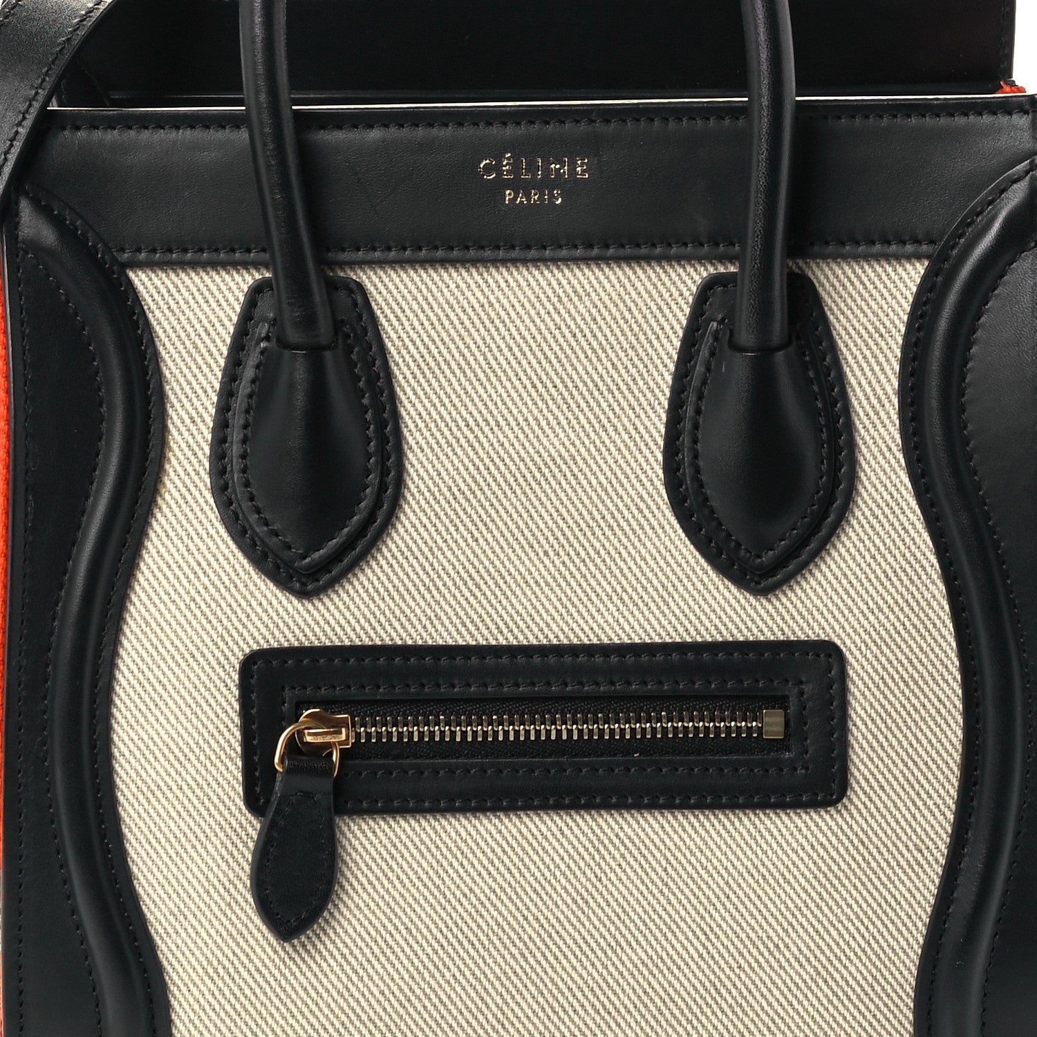 Celine Canvas Smooth Calfskin Nano Tri-Color Luggage Natural 7 of 9