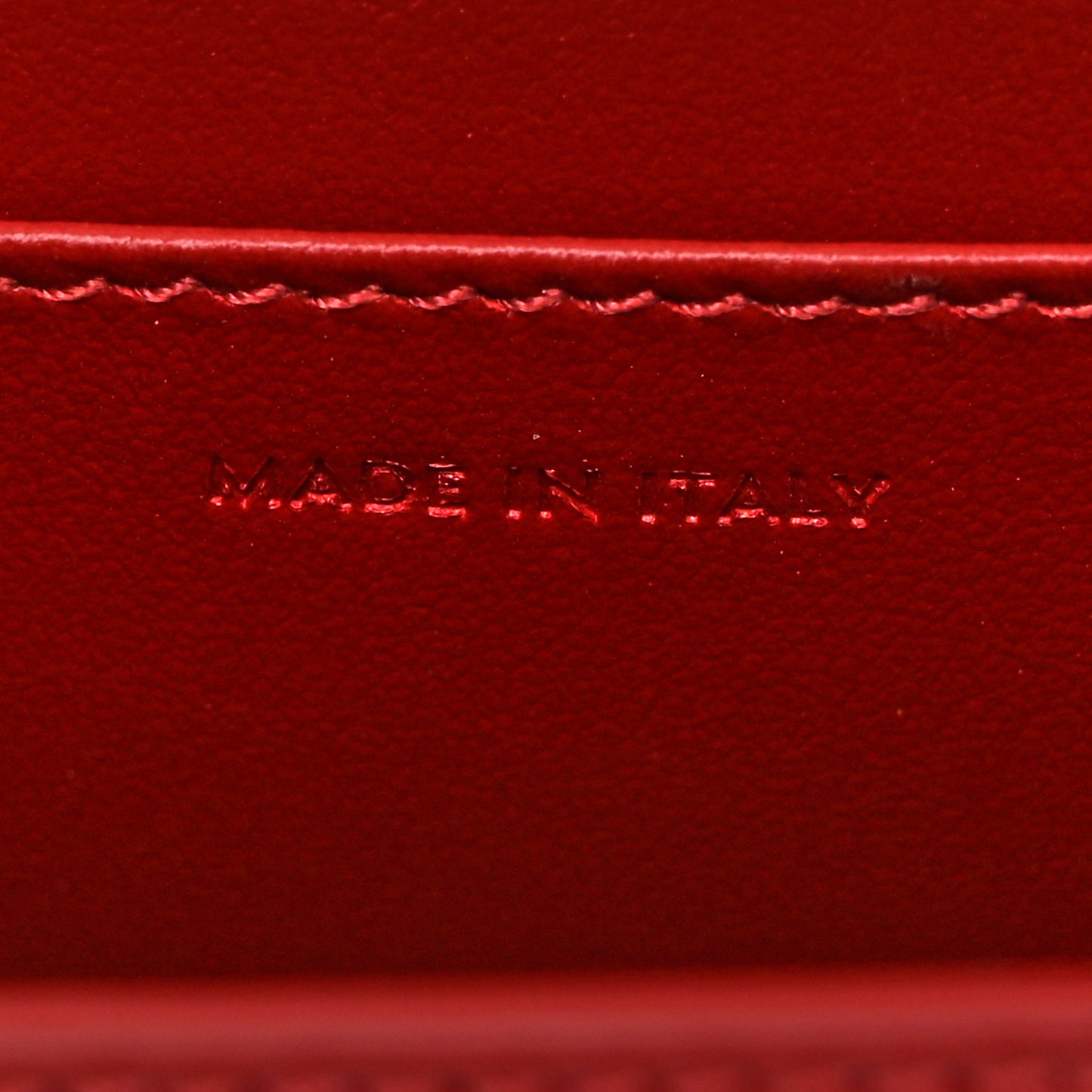 Shiny Calfskin Triomphe Card Holder on Chain Velvet Red