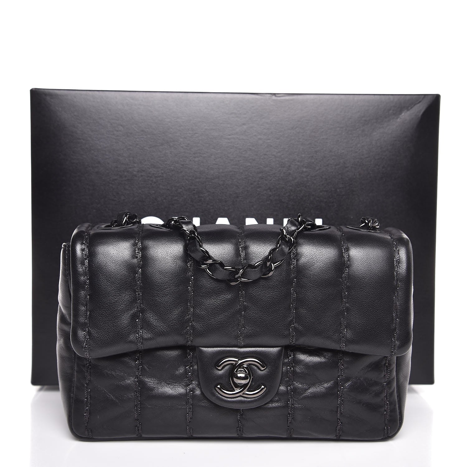 Chanel Lambskin Vertical Stitched Mini Flap Black 8 of 8