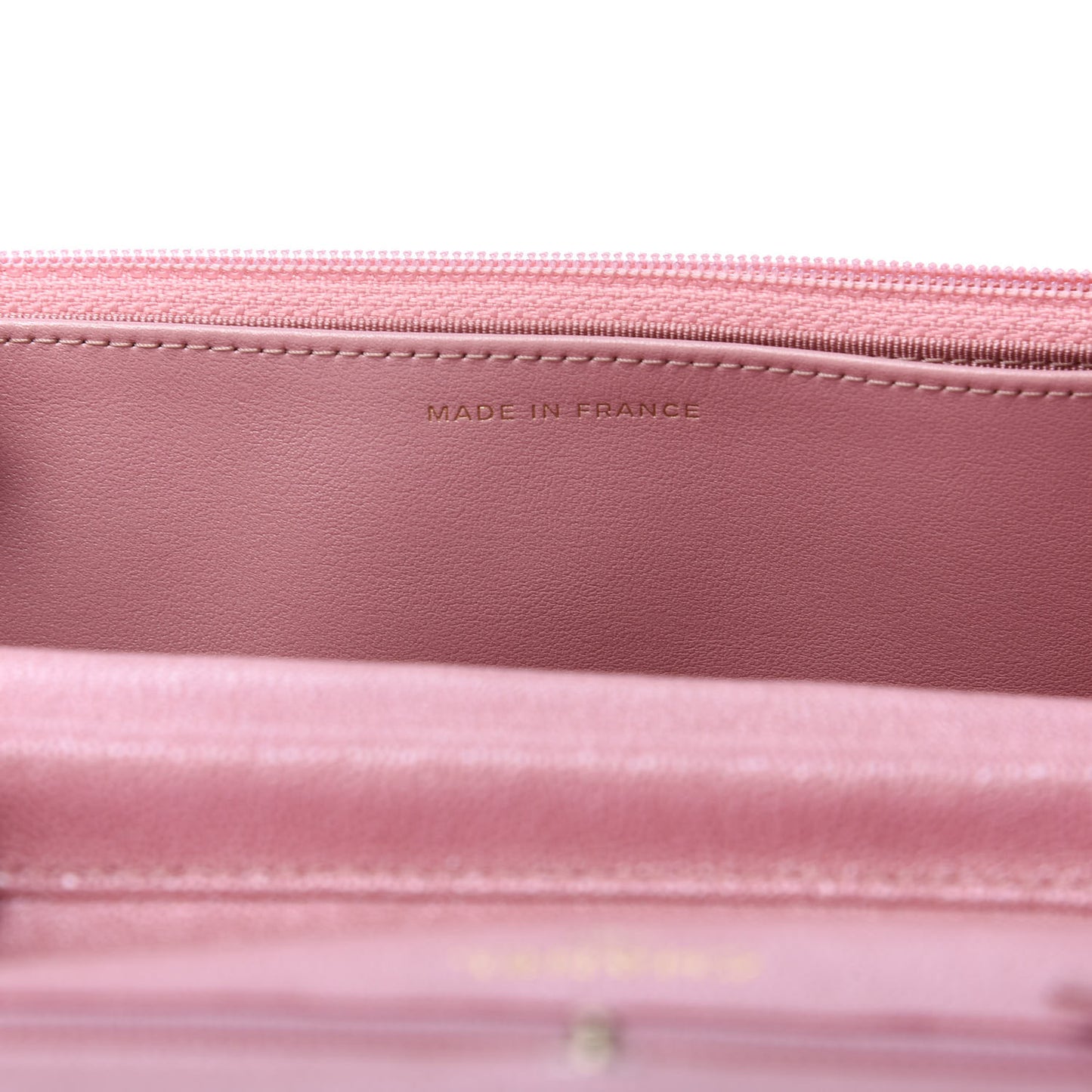 Iridescent Caviar Quilted Wallet on Chain WOC Rose Pink