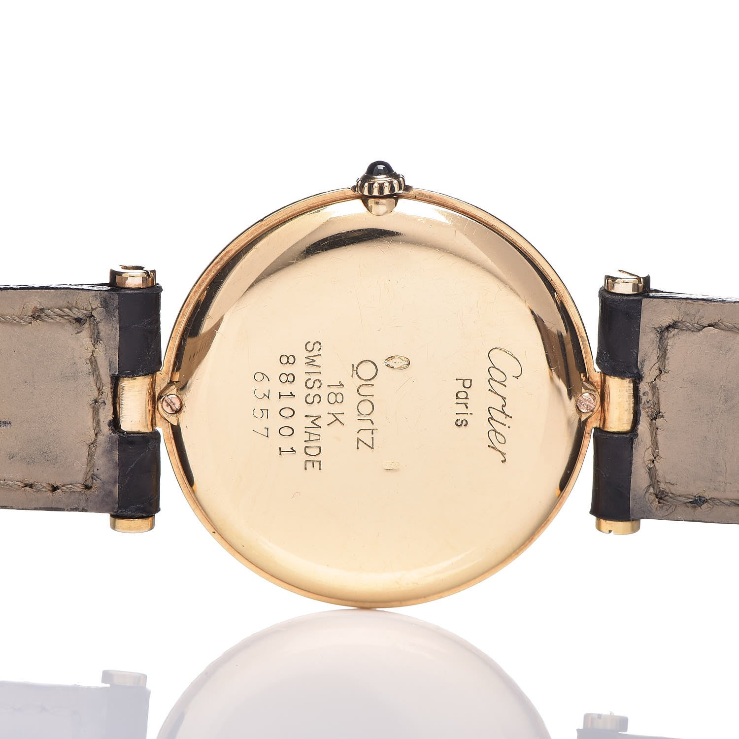 Cartier 18K Yellow Gold Alligator 30mm Vendome Quartz Watch 8 of 10