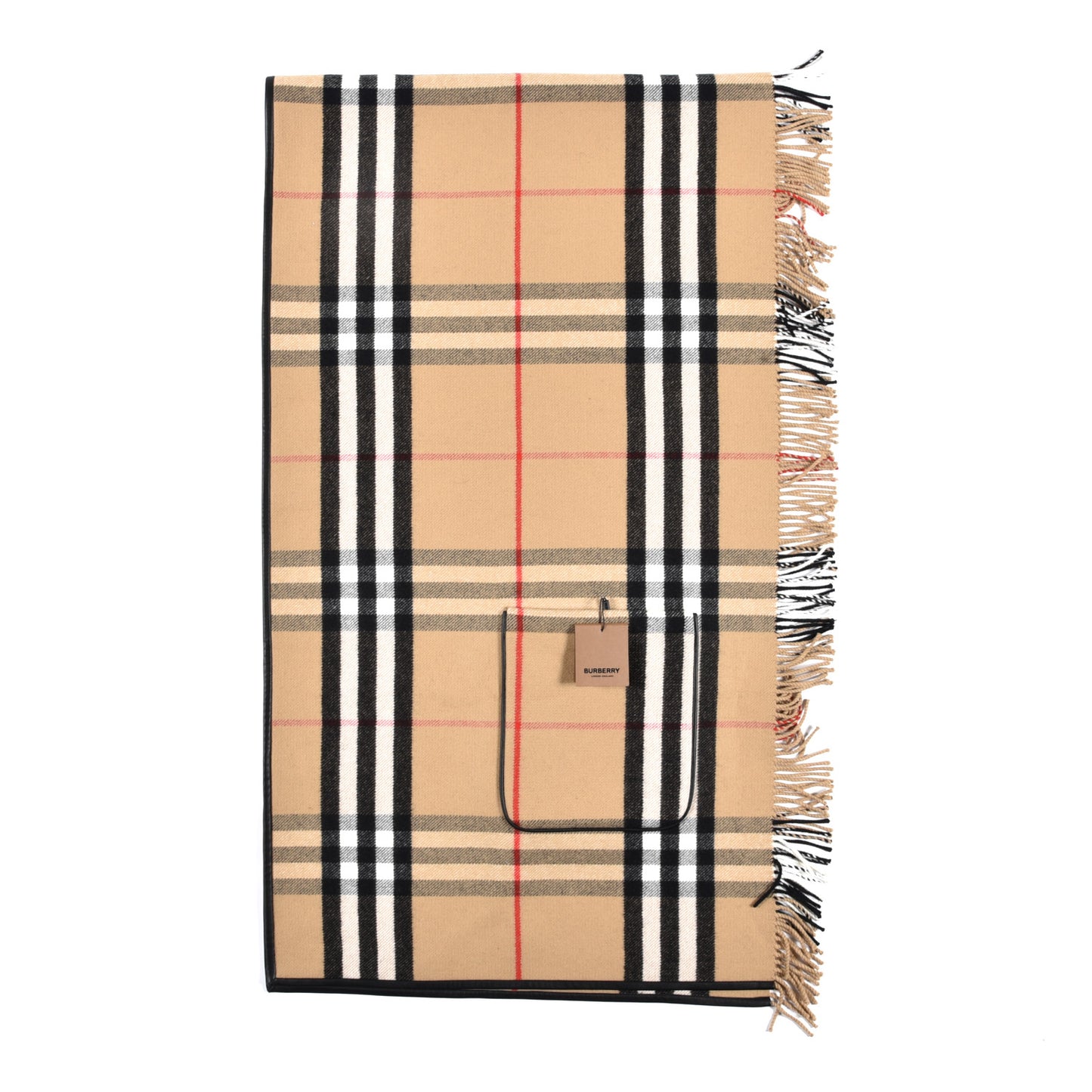 Cashmere Wool Check Cape Scarf Archive Beige